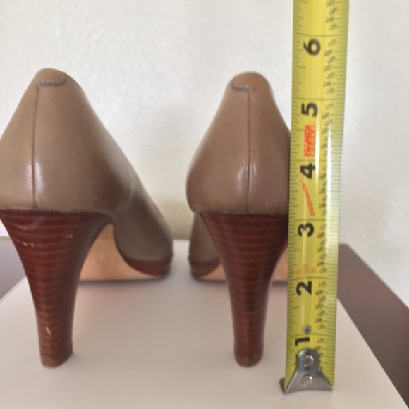 Cole Haan Taupe Leather Wooden Heels - Picture 6 of 7